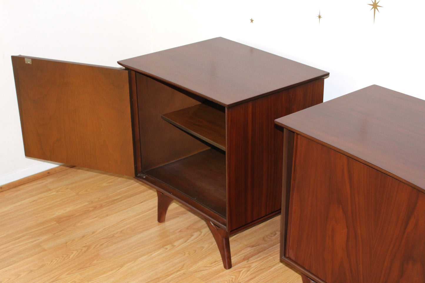 Pair of American Modernist Walnut Nightstands