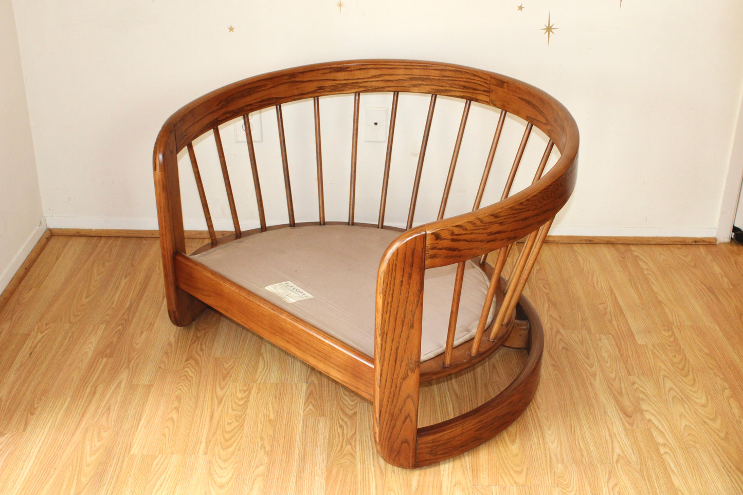 Vintage Spindle Backed Barrel Chair & Ottoman