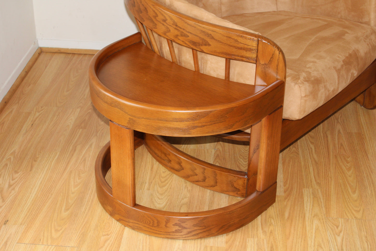 Vintage Spindle Backed Barrel Chair & Ottoman