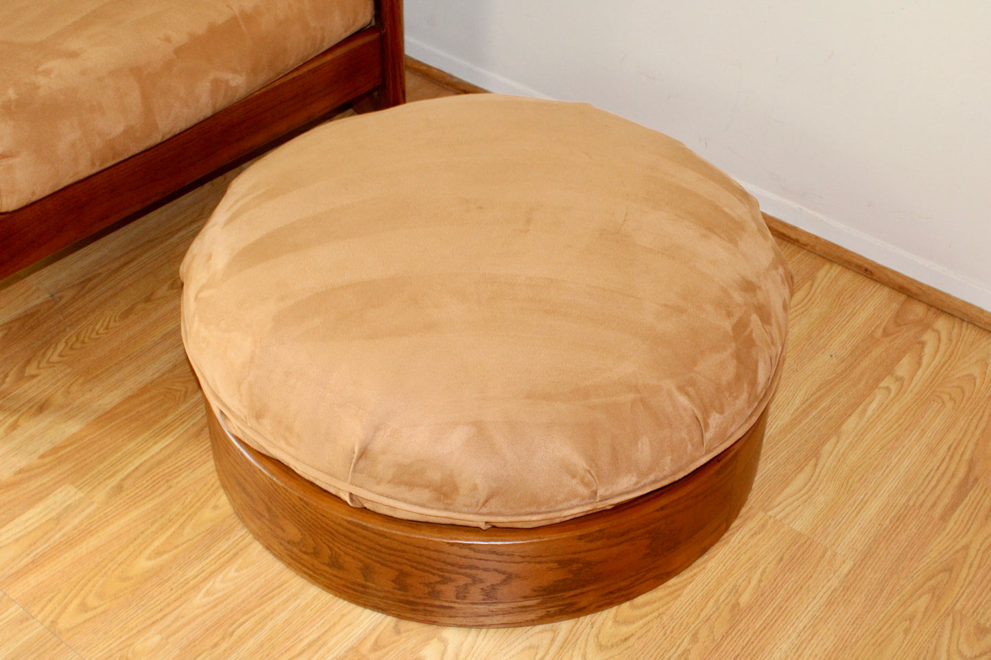 Vintage Spindle Backed Barrel Chair & Ottoman