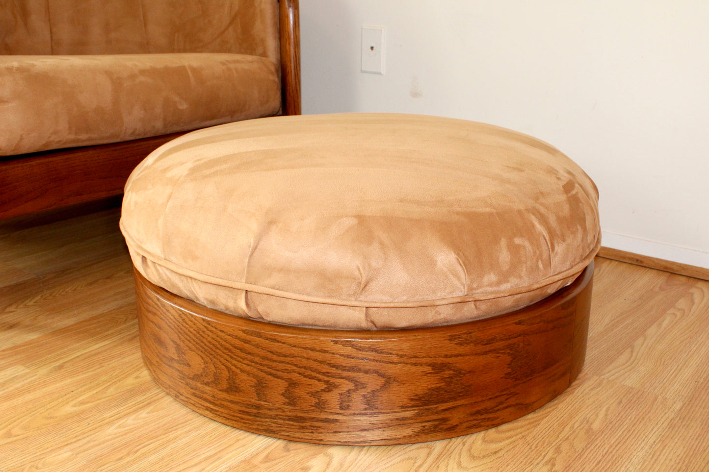 Vintage Spindle Backed Barrel Chair & Ottoman