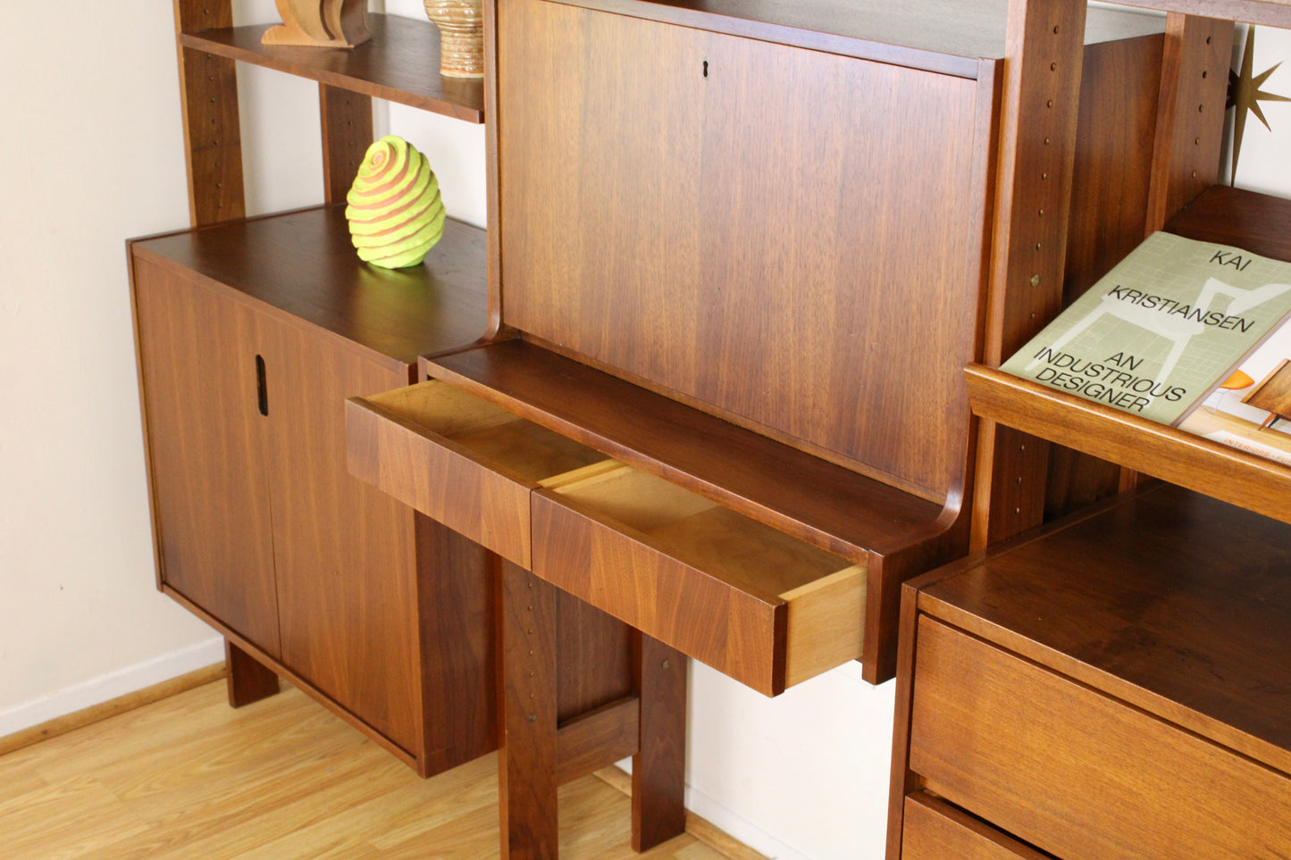 Mid-Century Modern 3-Bay Freestanding Wall Unit/Room Divider