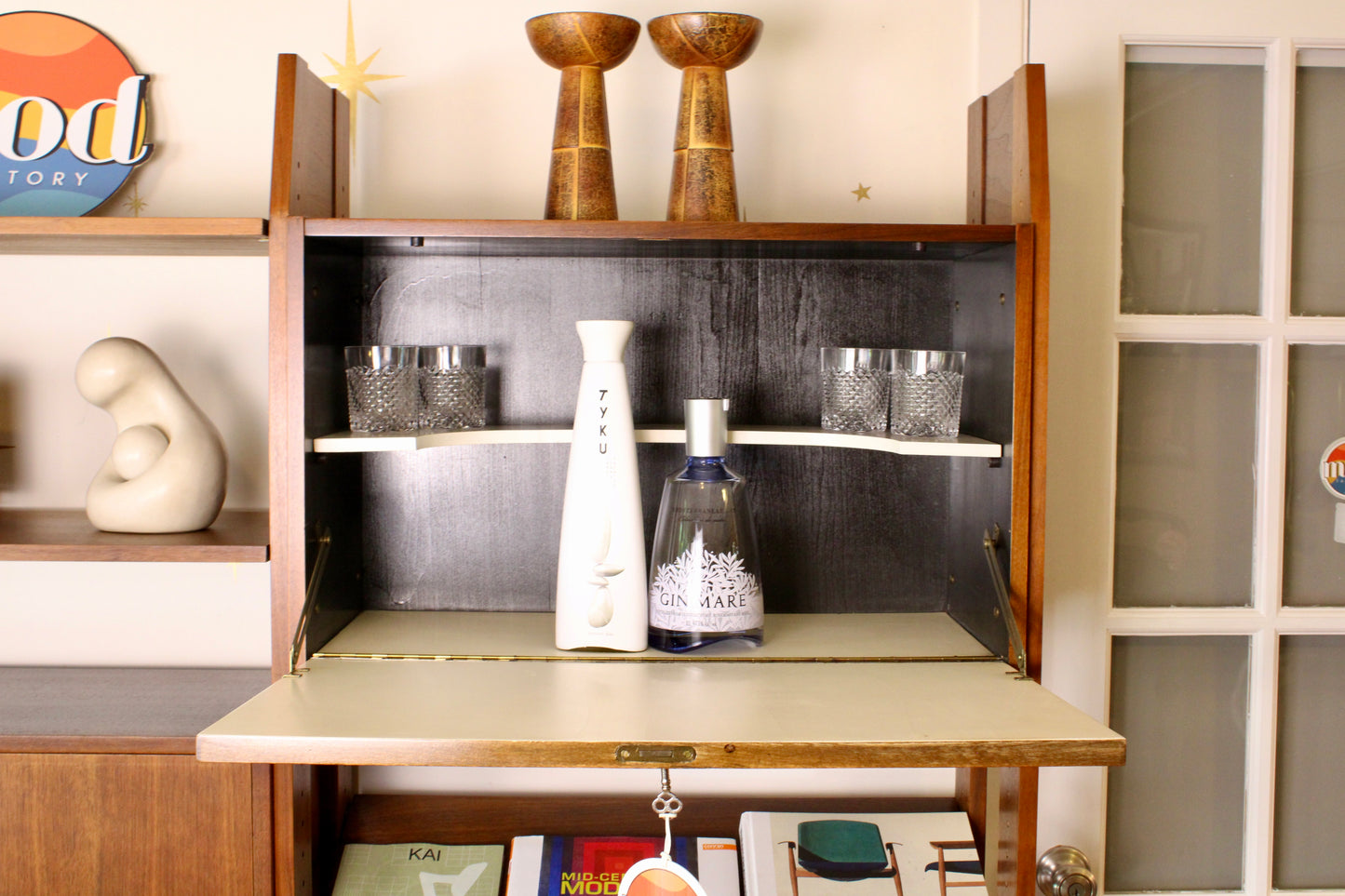 Mid-Century Modern 3-Bay Freestanding Wall Unit/Room Divider