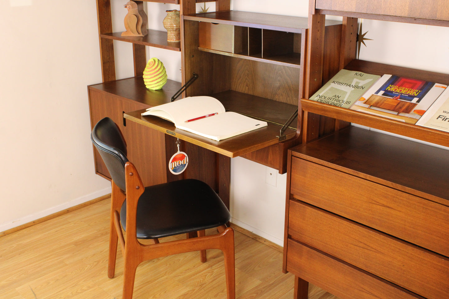 Mid-Century Modern 3-Bay Freestanding Wall Unit/Room Divider