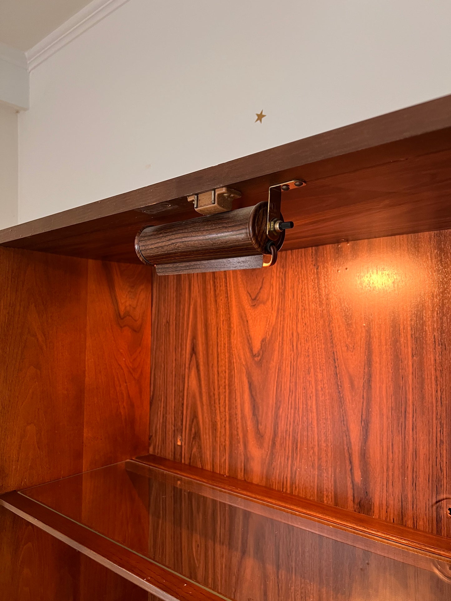 Vintage Walnut Lighted Display Cabinet