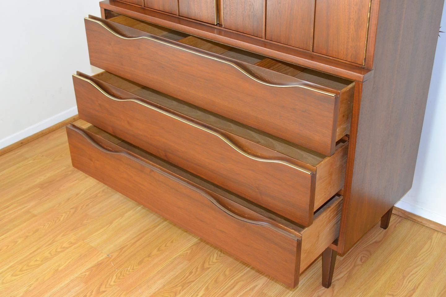American of Martinsville Walnut Highboy Dresser