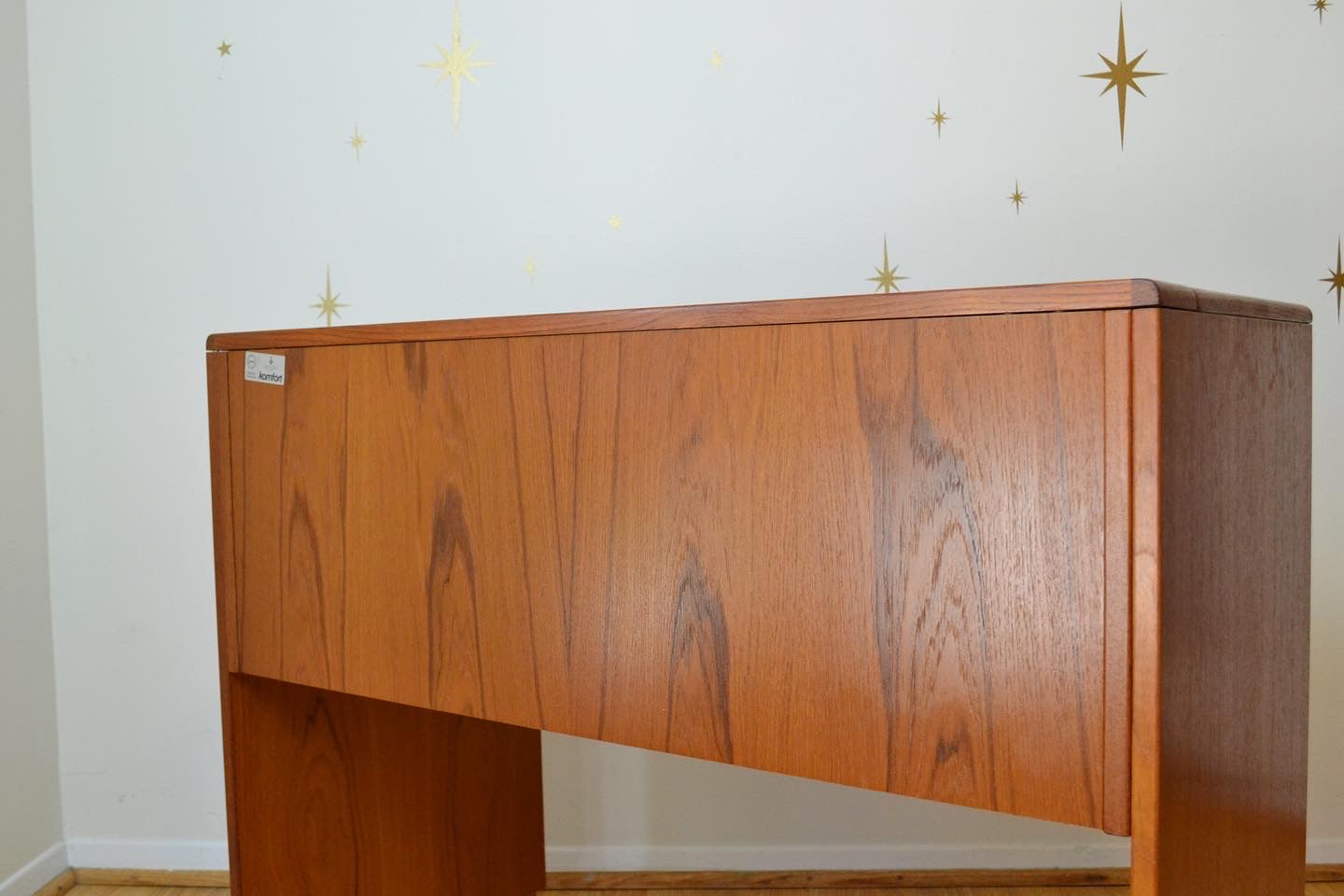 Danish Modern Teak Flip Top Vanity by Komfort