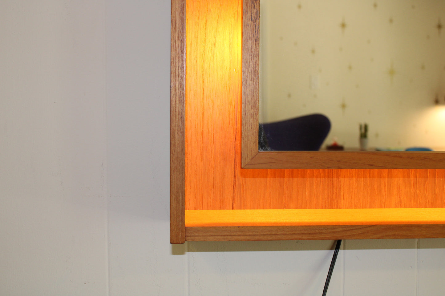 Pedersen & Hansen Teak Illuminated Wall Mirror