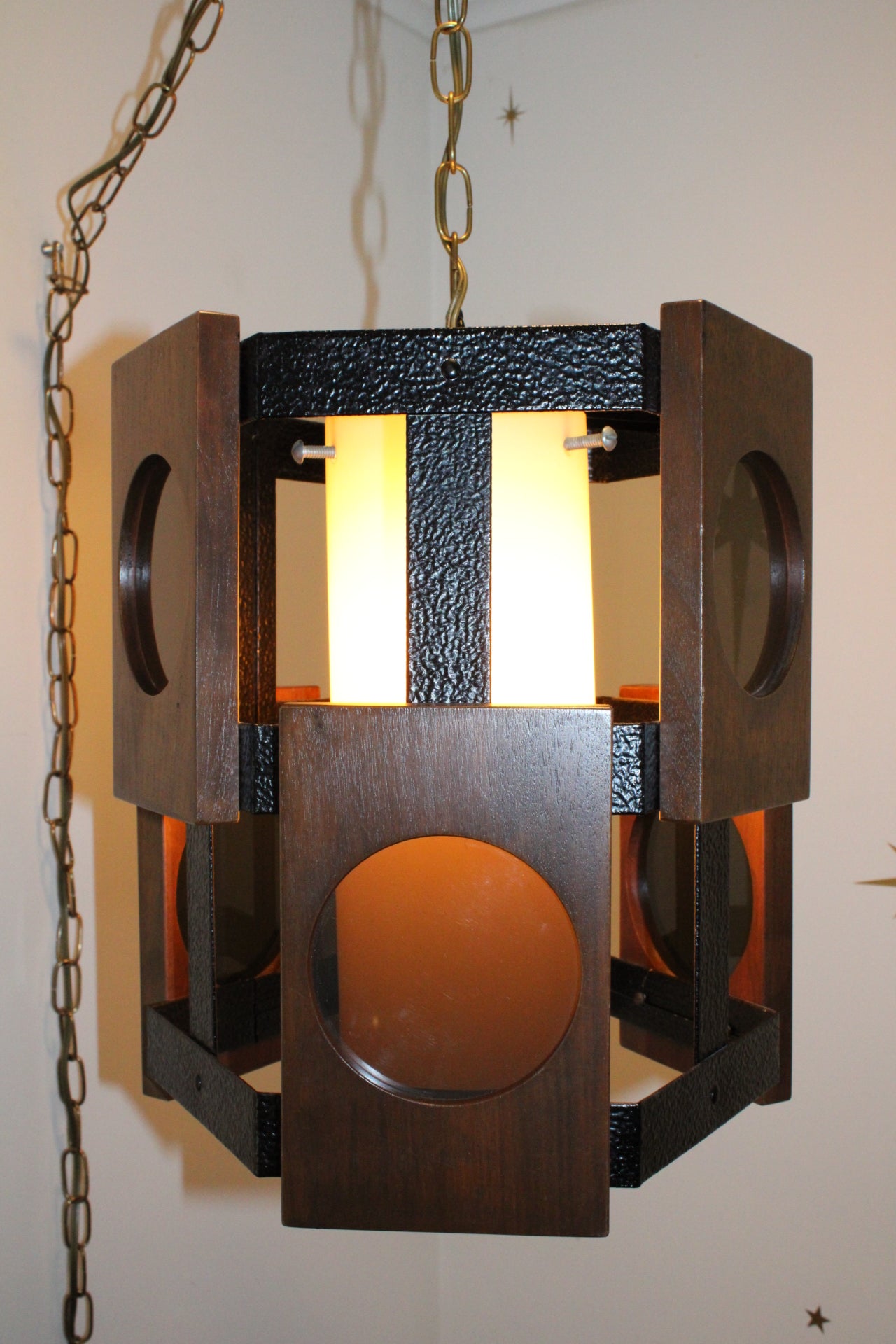 Mid Century Smoked Lucite Swag Light