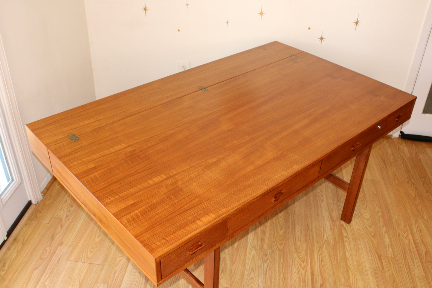 Peter Løvig Nielsen - Danish Teak Flip Top Partners Desk