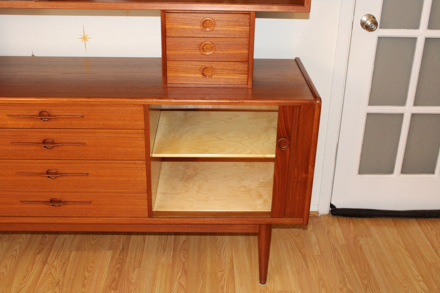 Danish Modern Teak 2-Piece Sideboard w/ Display Cabinet