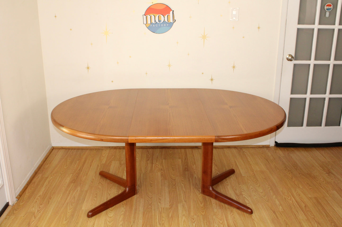 Danish Teak Extending Dining Table w/ 2 Leaves