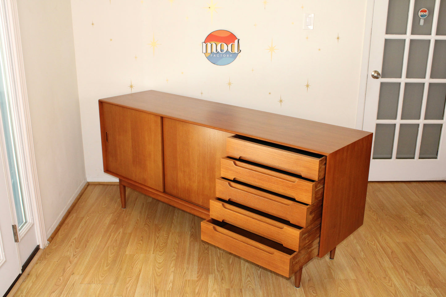 Danish Modern Teak 71” Sideboard/Credenza