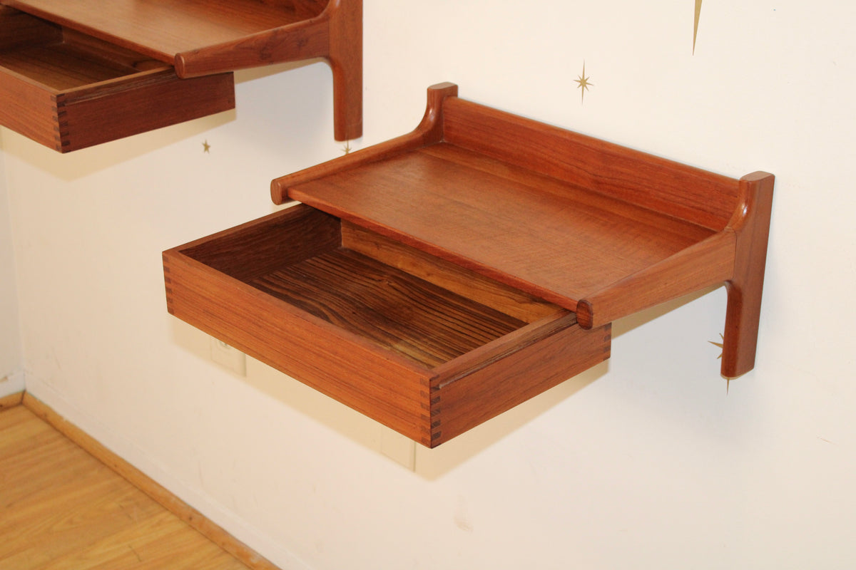 Kai Kristiansen - Pair of Danish Teak Floating Nightstands/Shelves