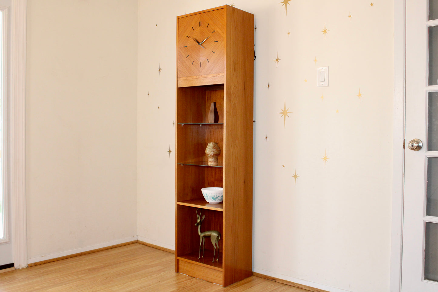 Danish Modern Teak Clock w/ Shelves