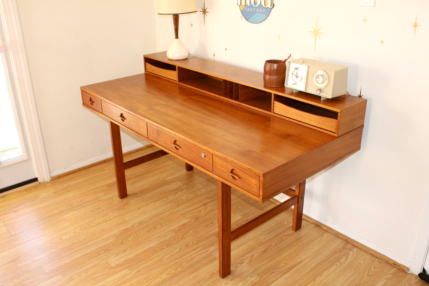 Peter Løvig Nielsen - Danish Teak Flip Top Partners Desk