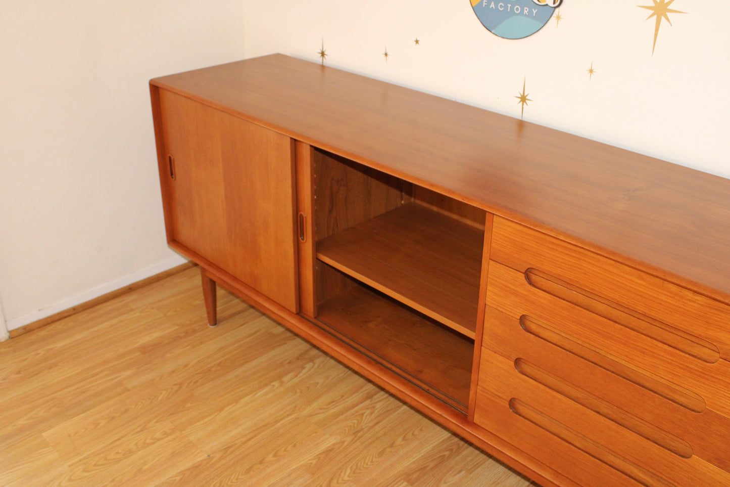 Danish Modern Teak 71” Sideboard/Credenza