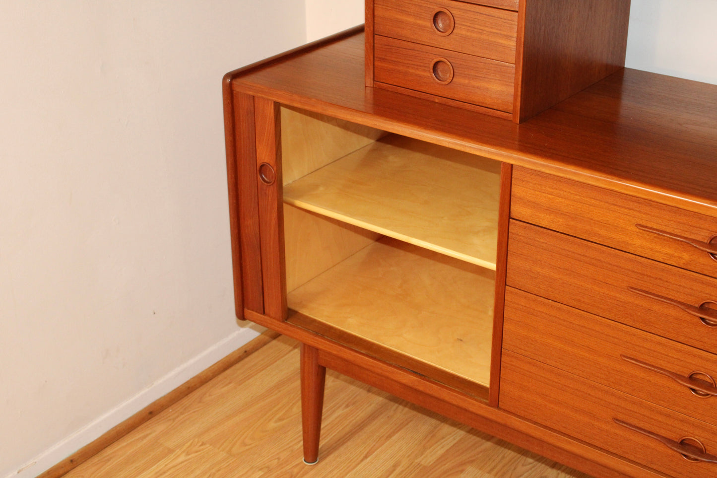 Danish Modern Teak 2-Piece Sideboard w/ Display Cabinet
