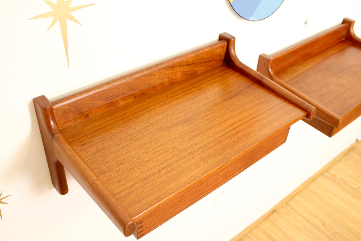 Kai Kristiansen - Pair of Danish Teak Floating Nightstands/Shelves