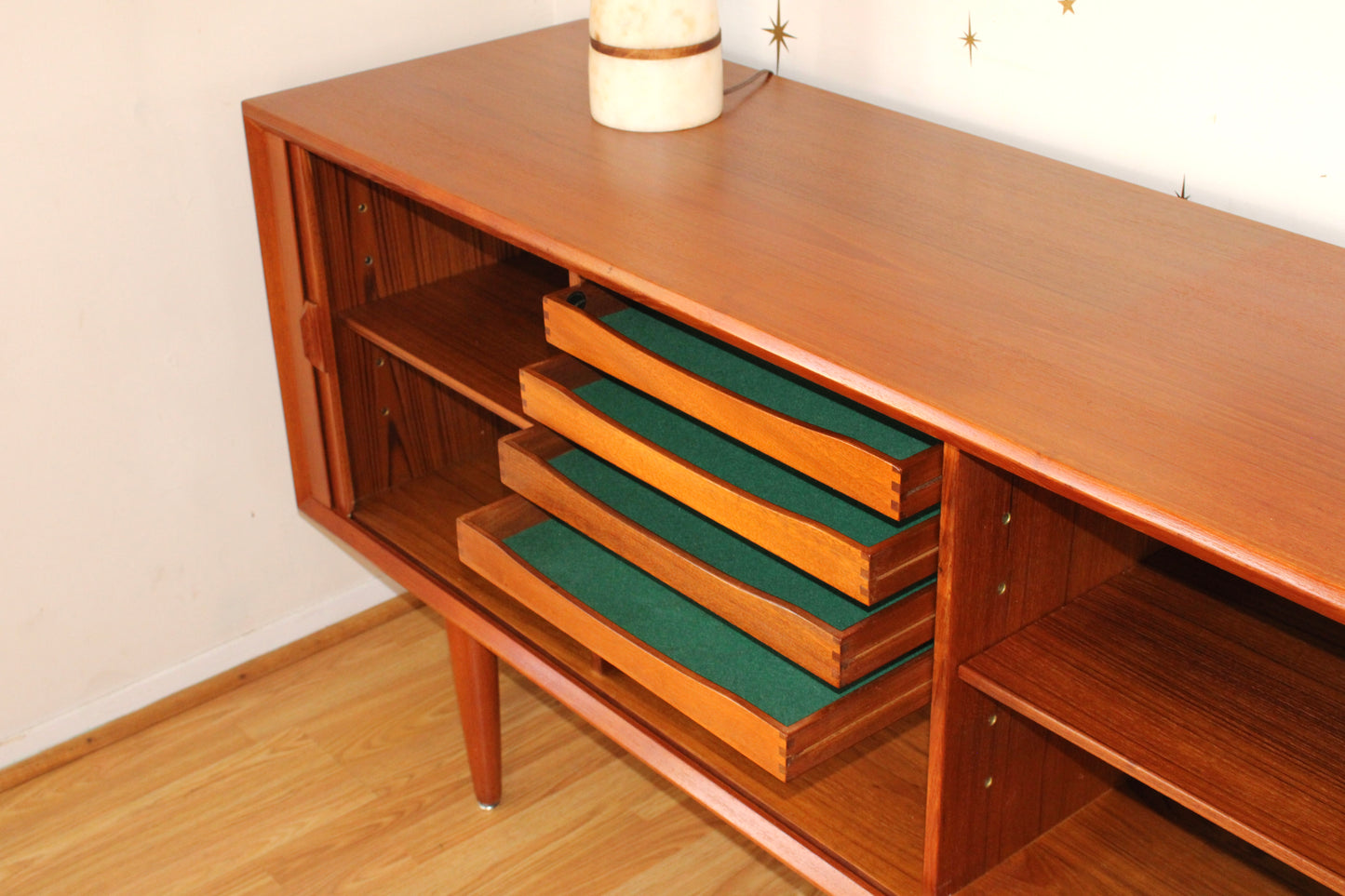 Svend A. Larsen - Danish Modern Teak Tambour Door Sideboard