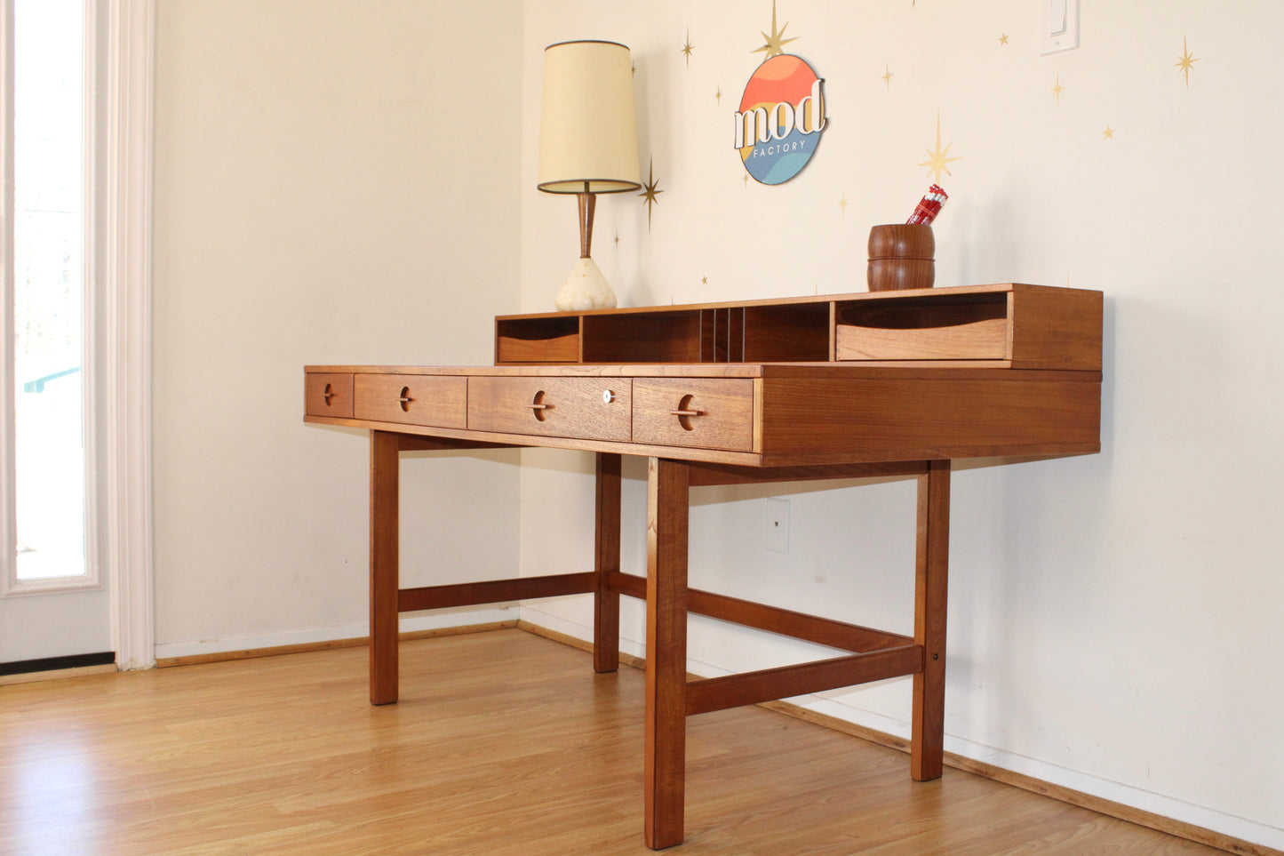 Peter Løvig Nielsen - Danish Teak Flip Top Partners Desk