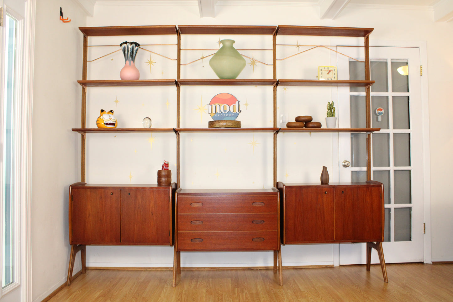 Scandinavian Teak & Oak Freestanding Wall Unit by Kvalitet, Norway