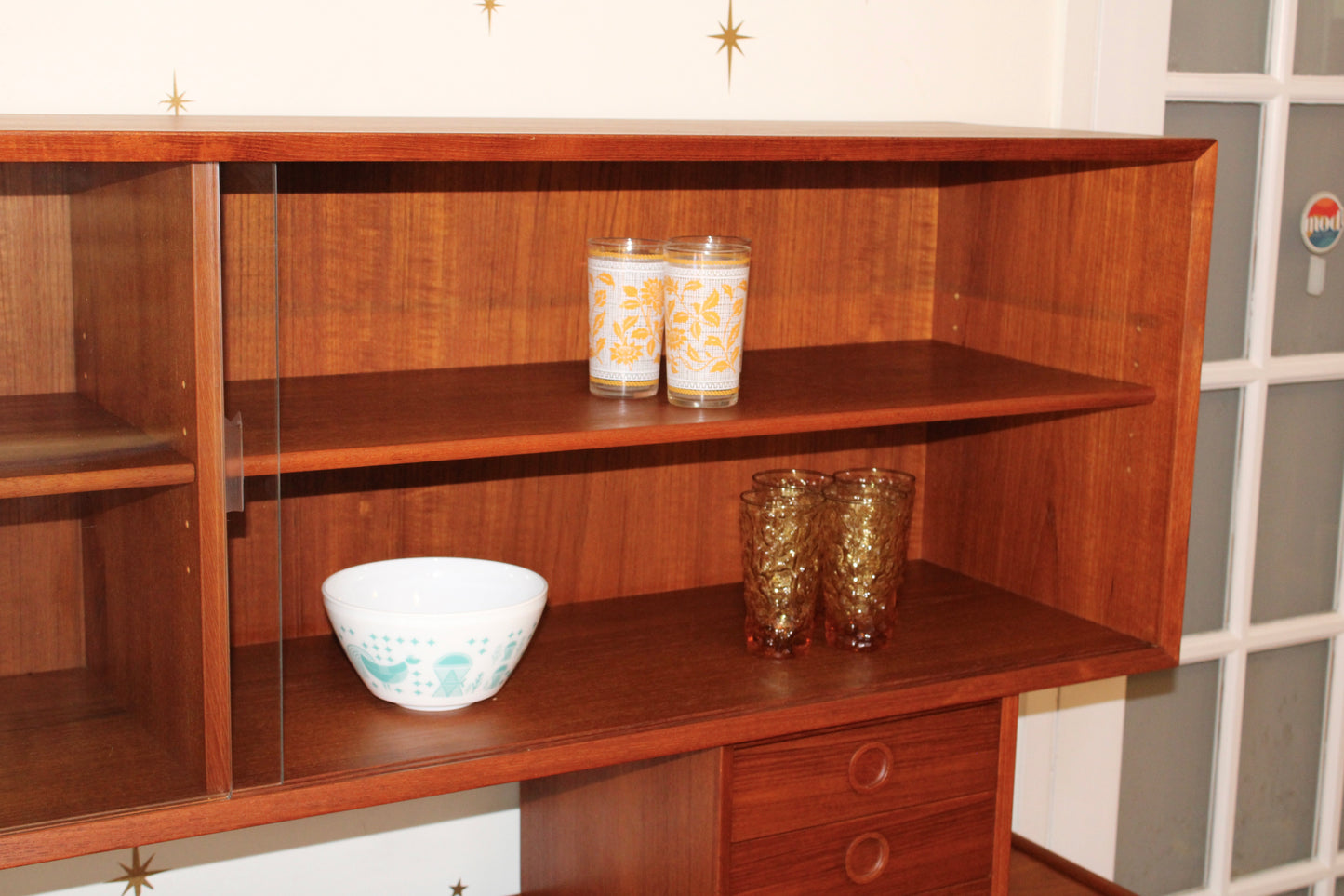 Danish Modern Teak 2-Piece Sideboard w/ Display Cabinet