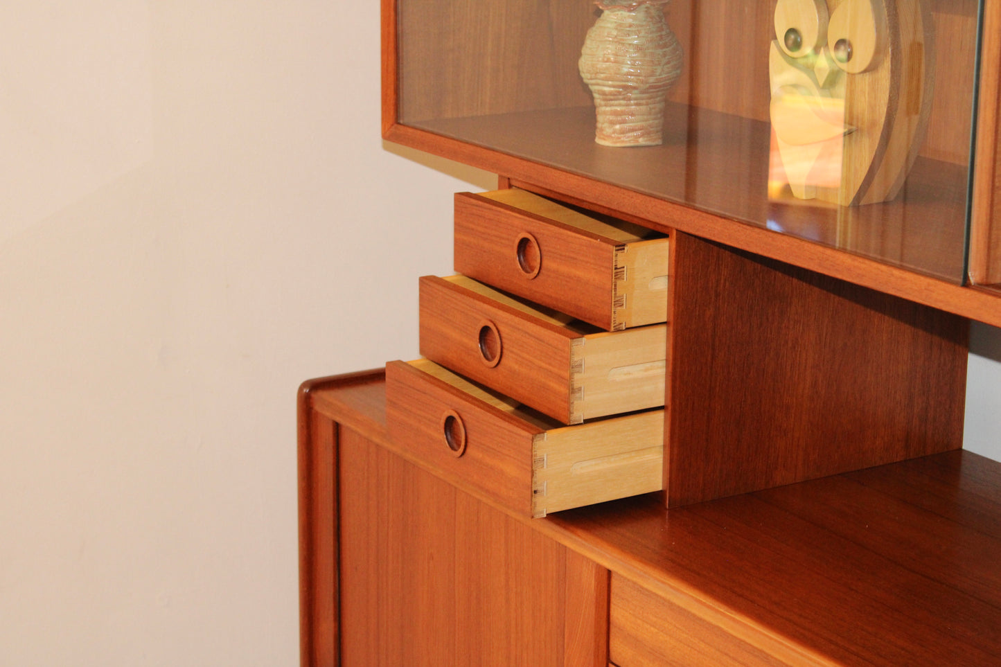 Danish Modern Teak 2-Piece Sideboard w/ Display Cabinet