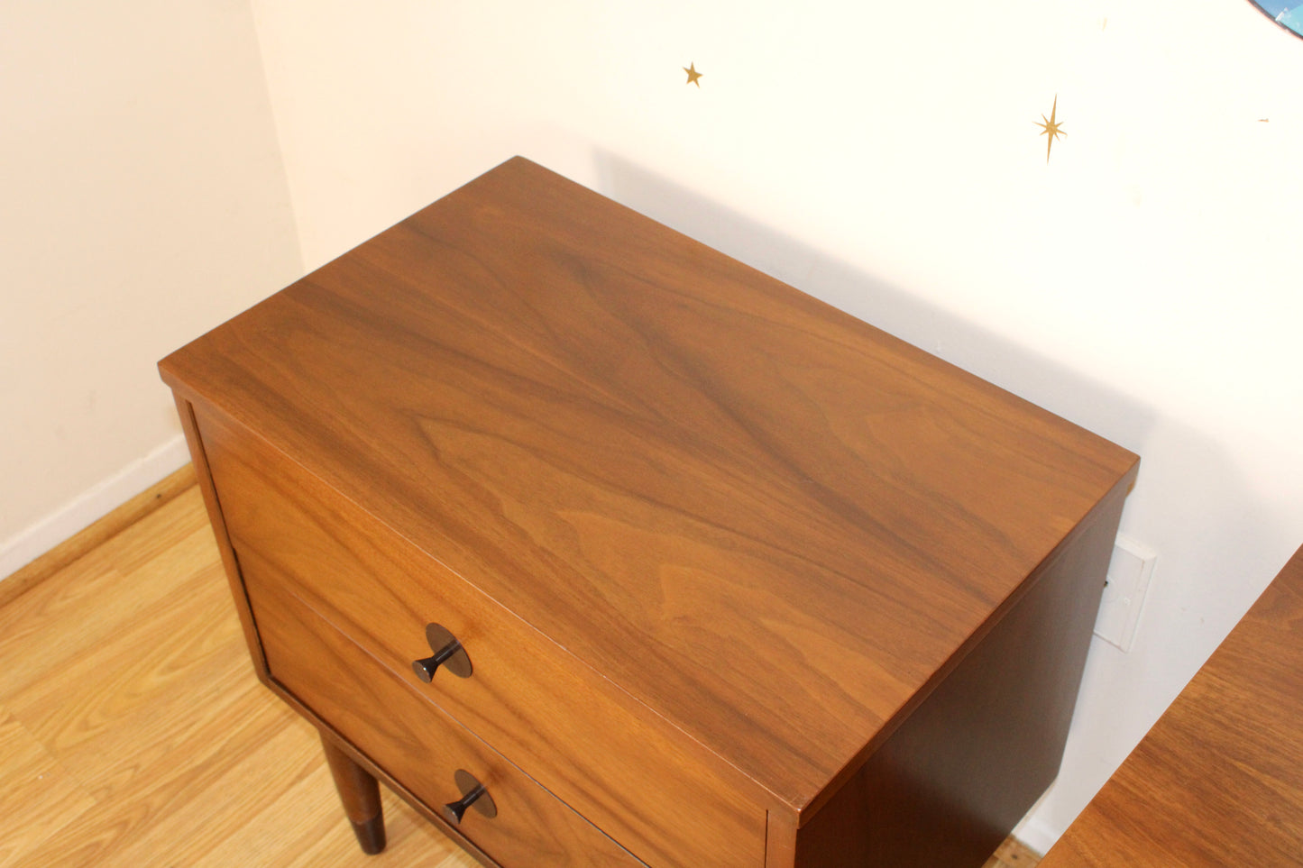 Pair of Mid-Century Modern Walnut Nightstands