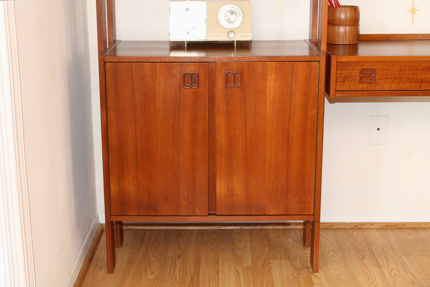 Mid-Century Modern Freestanding 3-Bay Wall Unit/Room Divider
