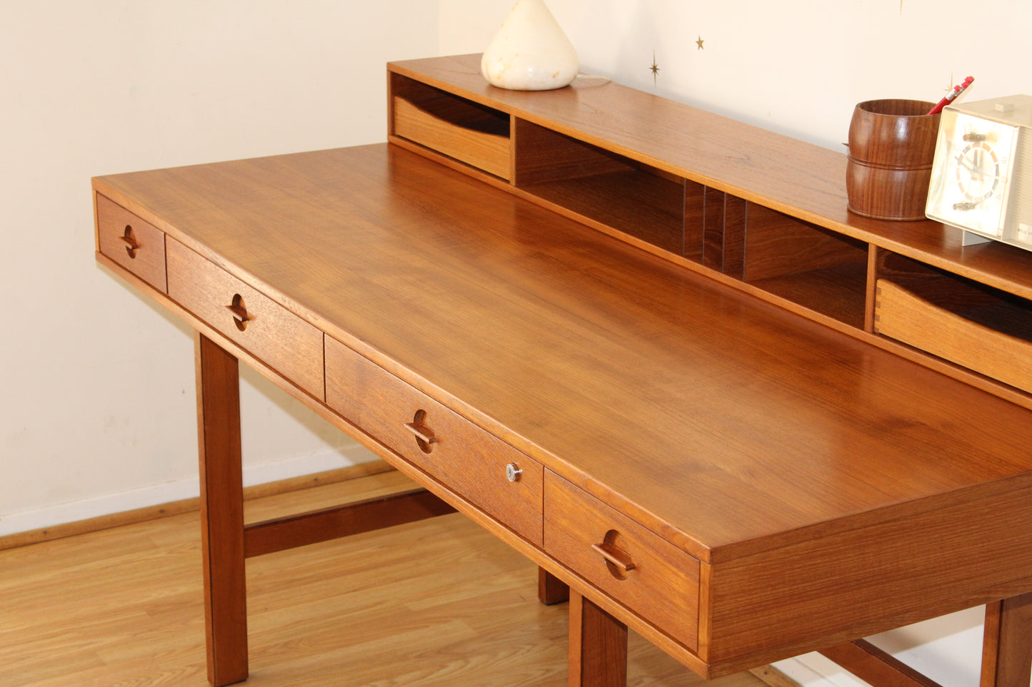 Peter Løvig Nielsen - Danish Teak Flip Top Partners Desk