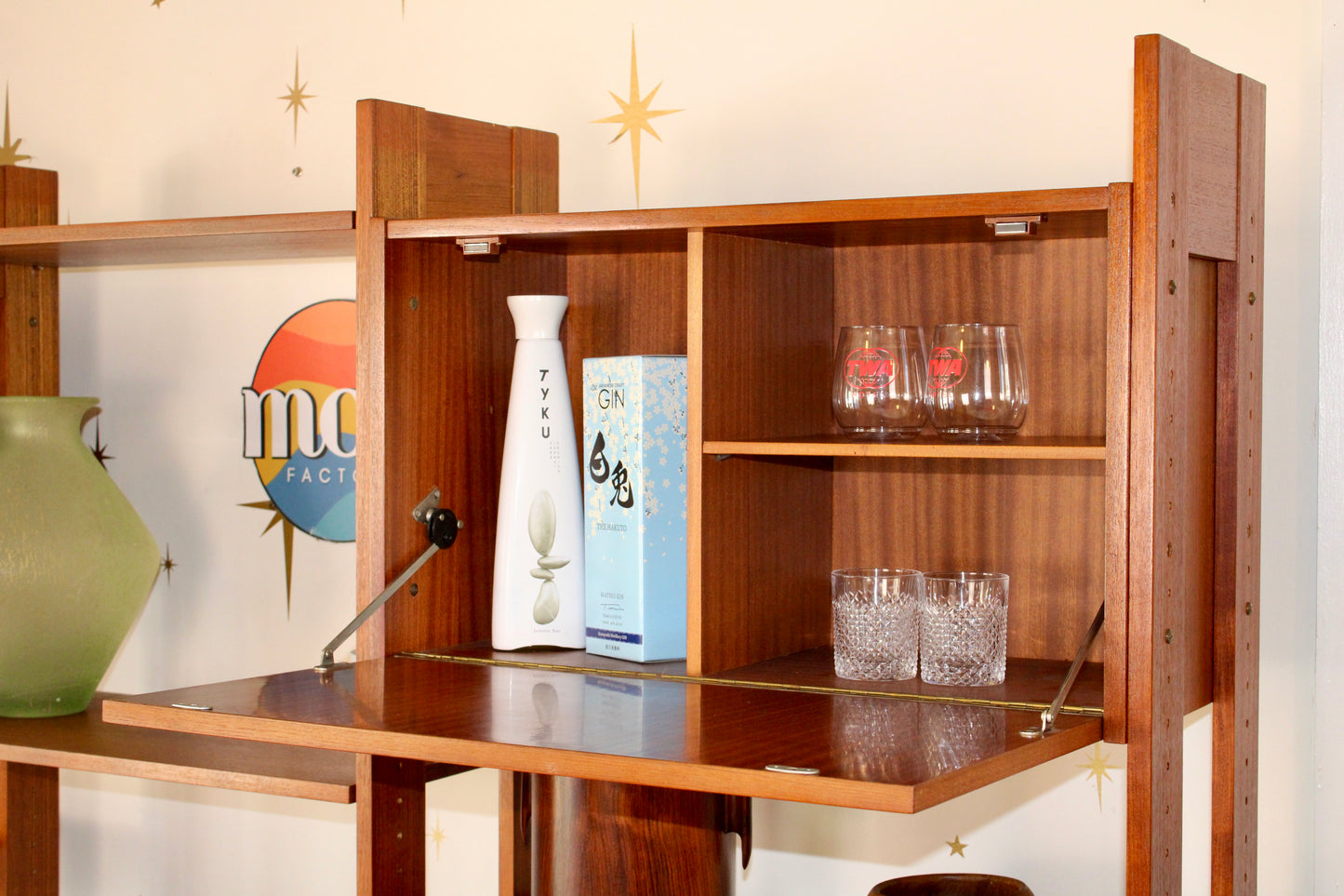 Mid-Century Modern Freestanding 3-Bay Wall Unit/Room Divider