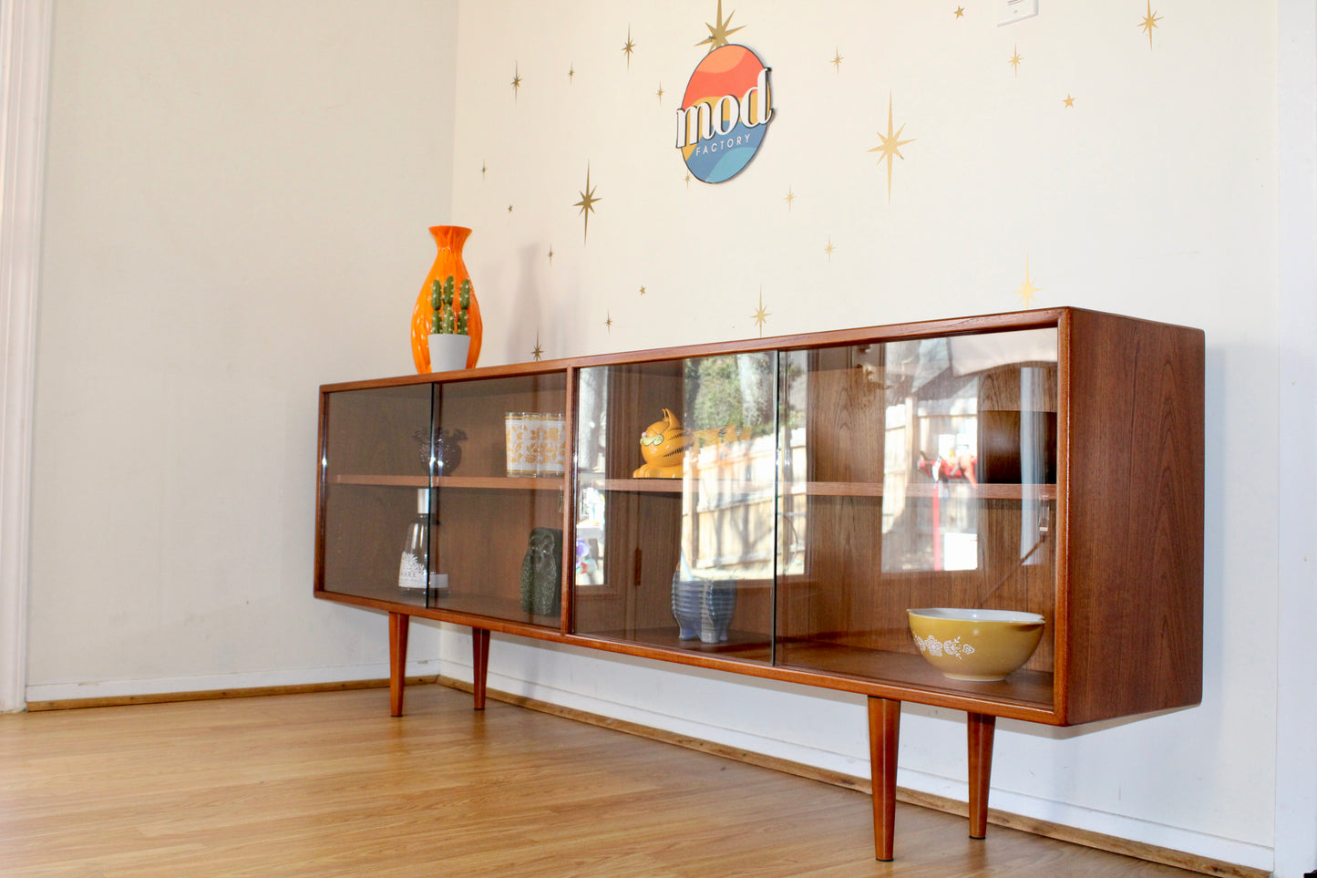 Danish Modern Teak Display Cabinet w/ Glass Doors