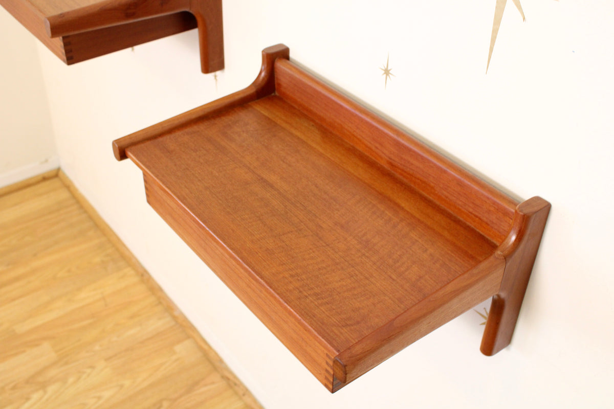Kai Kristiansen - Pair of Danish Teak Floating Nightstands/Shelves