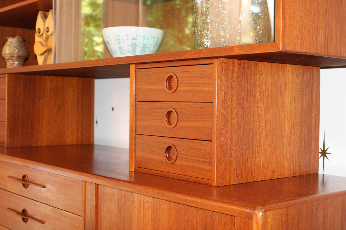Danish Modern Teak 2-Piece Sideboard w/ Display Cabinet