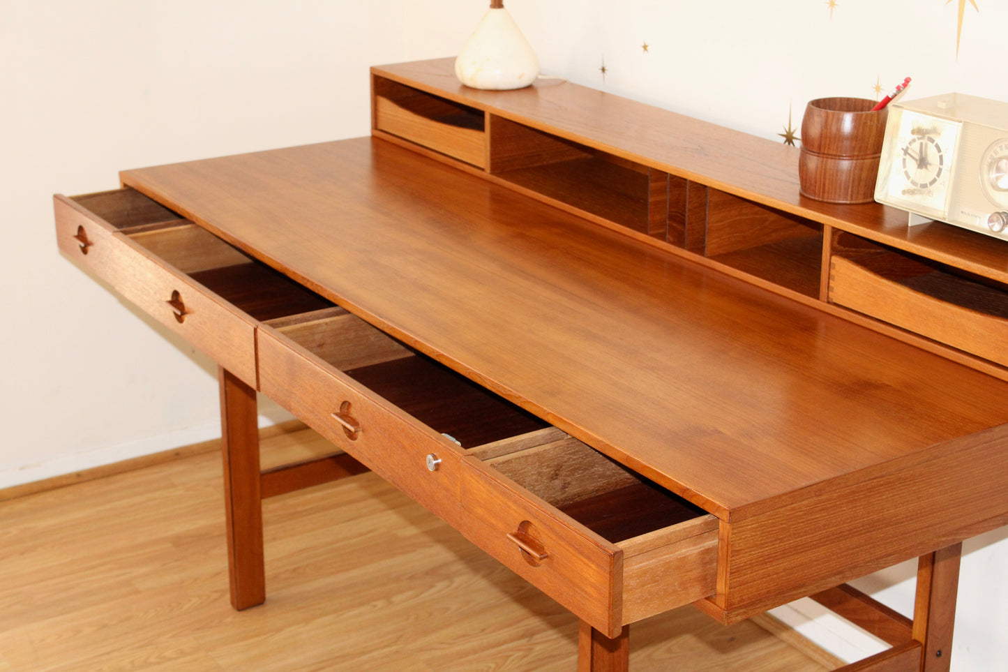 Peter Løvig Nielsen - Danish Teak Flip Top Partners Desk