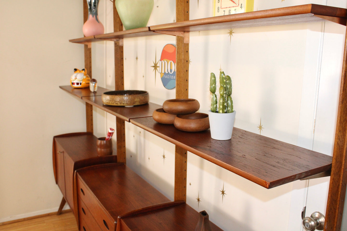Scandinavian Teak & Oak Freestanding Wall Unit by Kvalitet, Norway