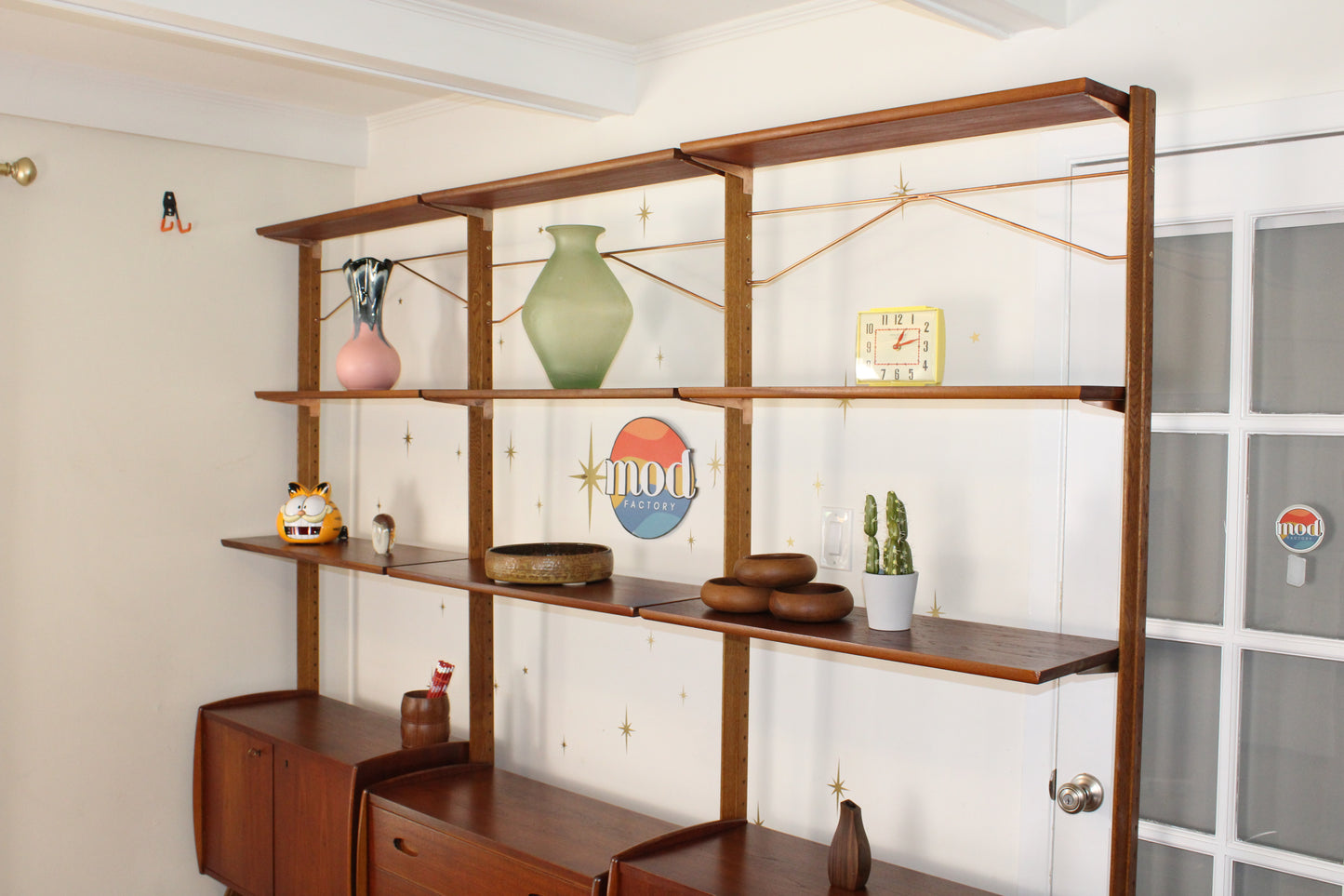 Scandinavian Teak & Oak Freestanding Wall Unit by Kvalitet, Norway
