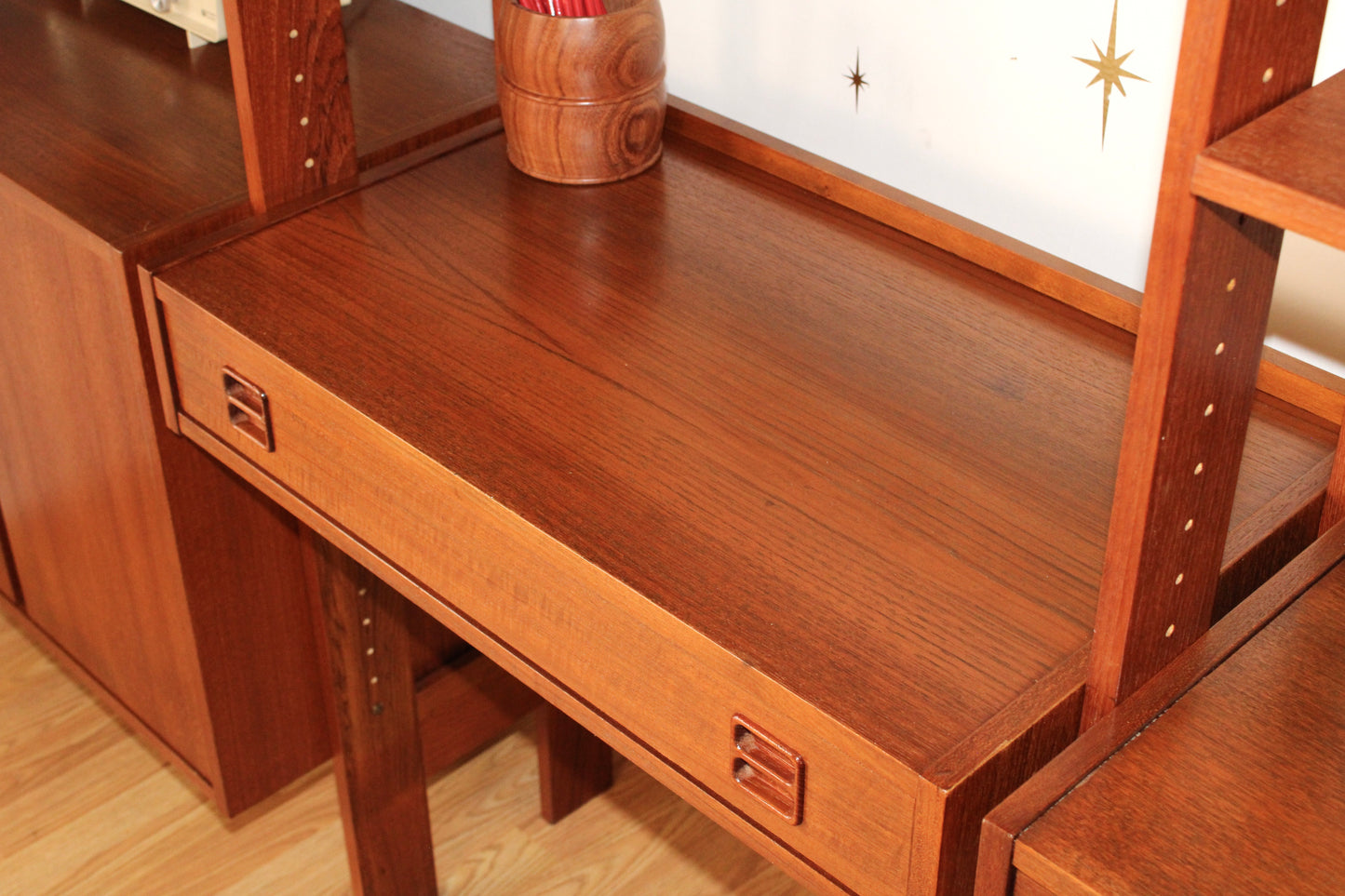 Mid-Century Modern Freestanding 3-Bay Wall Unit/Room Divider