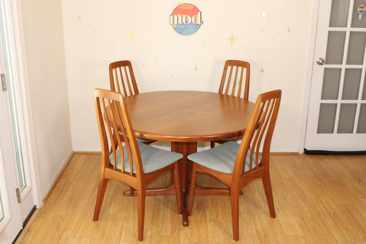 Danish Teak Extending Dining Table w/ 2 Leaves