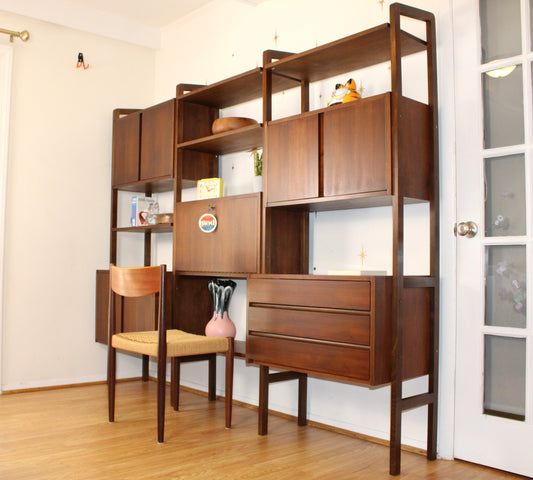 Mid-Century Modern 3-Bay Freestanding Wall Unit/Room Divider