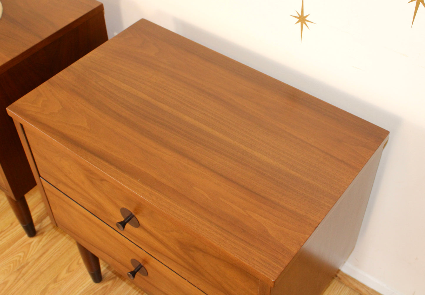 Pair of Mid-Century Modern Walnut Nightstands