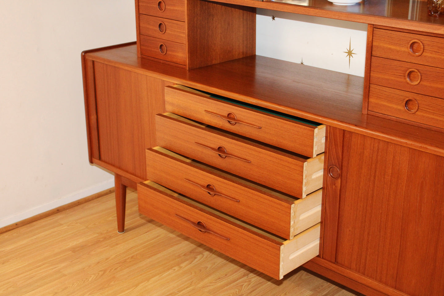 Danish Modern Teak 2-Piece Sideboard w/ Display Cabinet