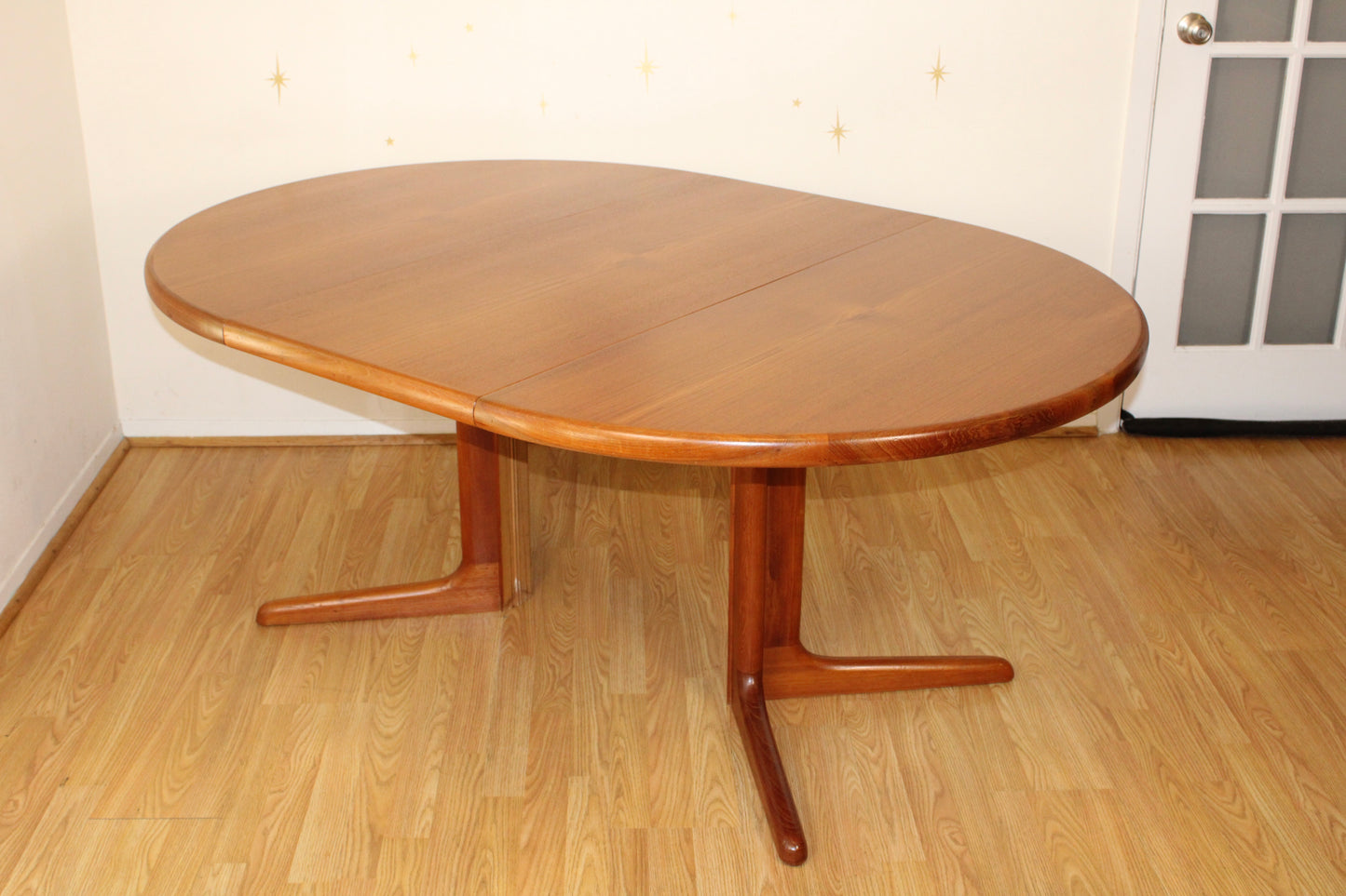 Danish Teak Extending Dining Table w/ 2 Leaves