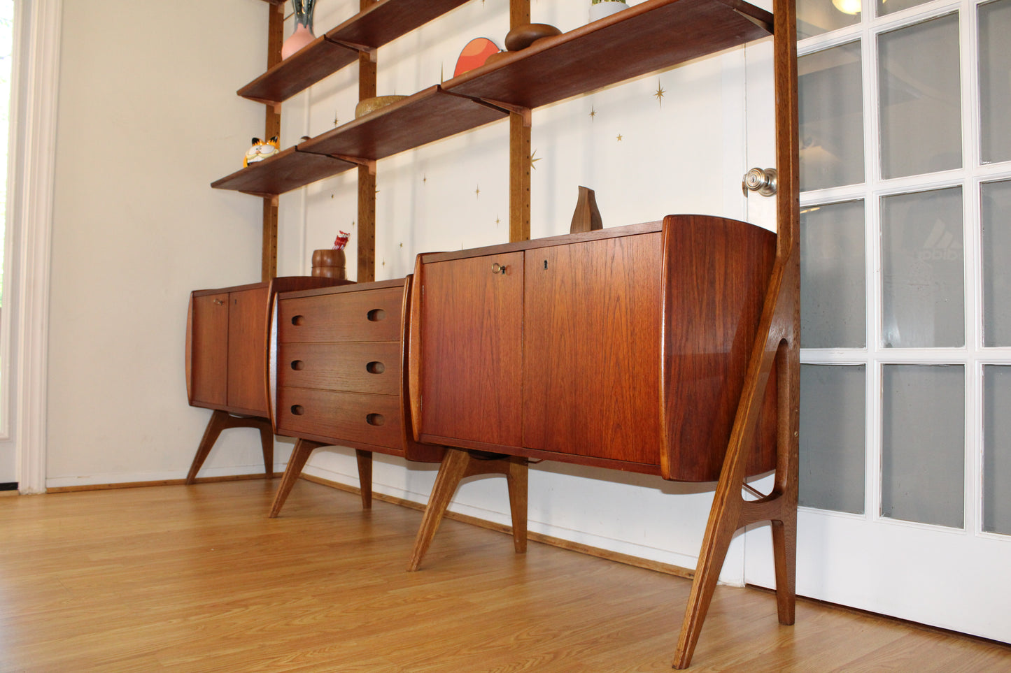 Scandinavian Teak & Oak Freestanding Wall Unit by Kvalitet, Norway