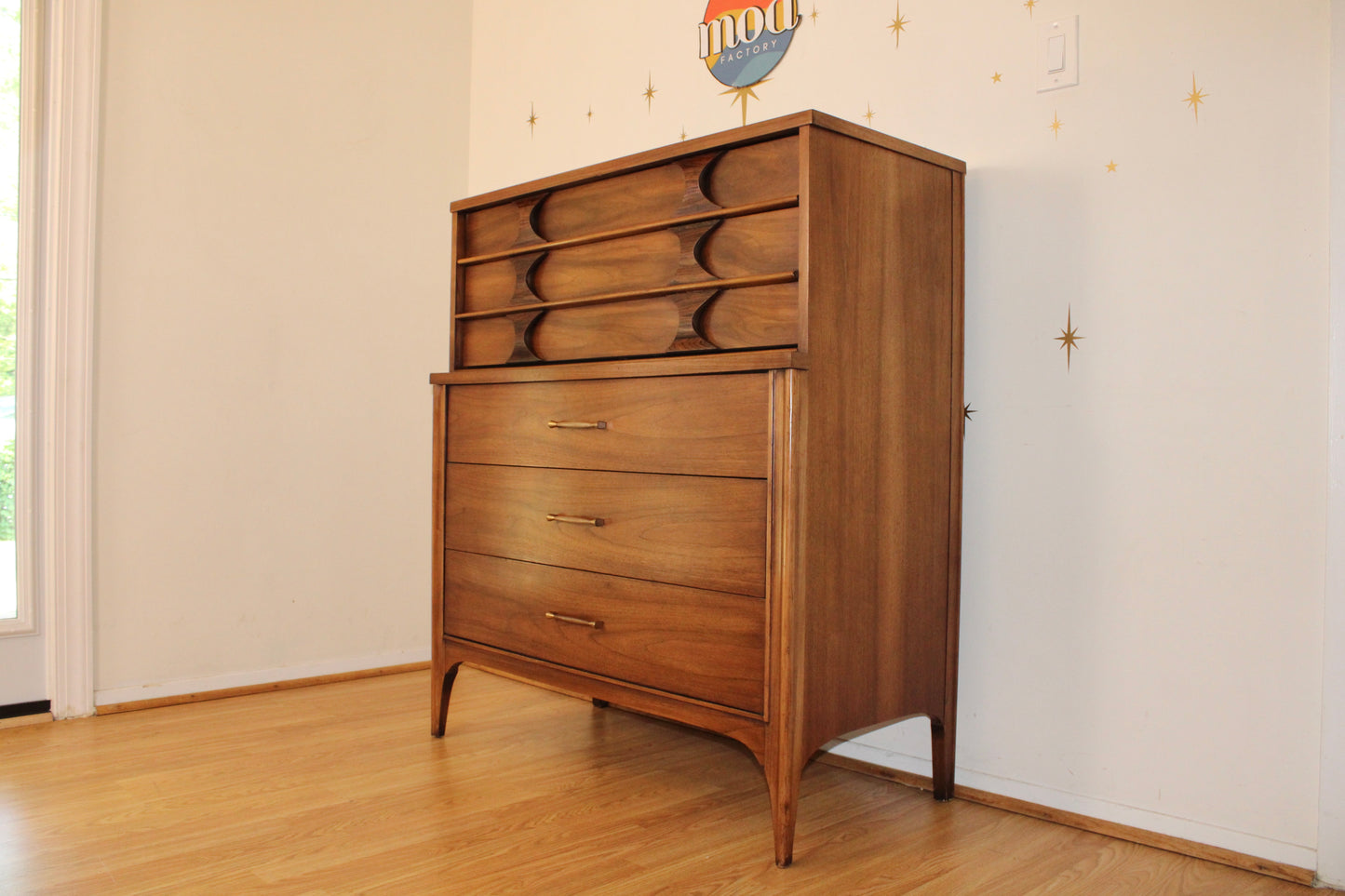 Kent Coffey Perspecta Walnut Highboy Dresser