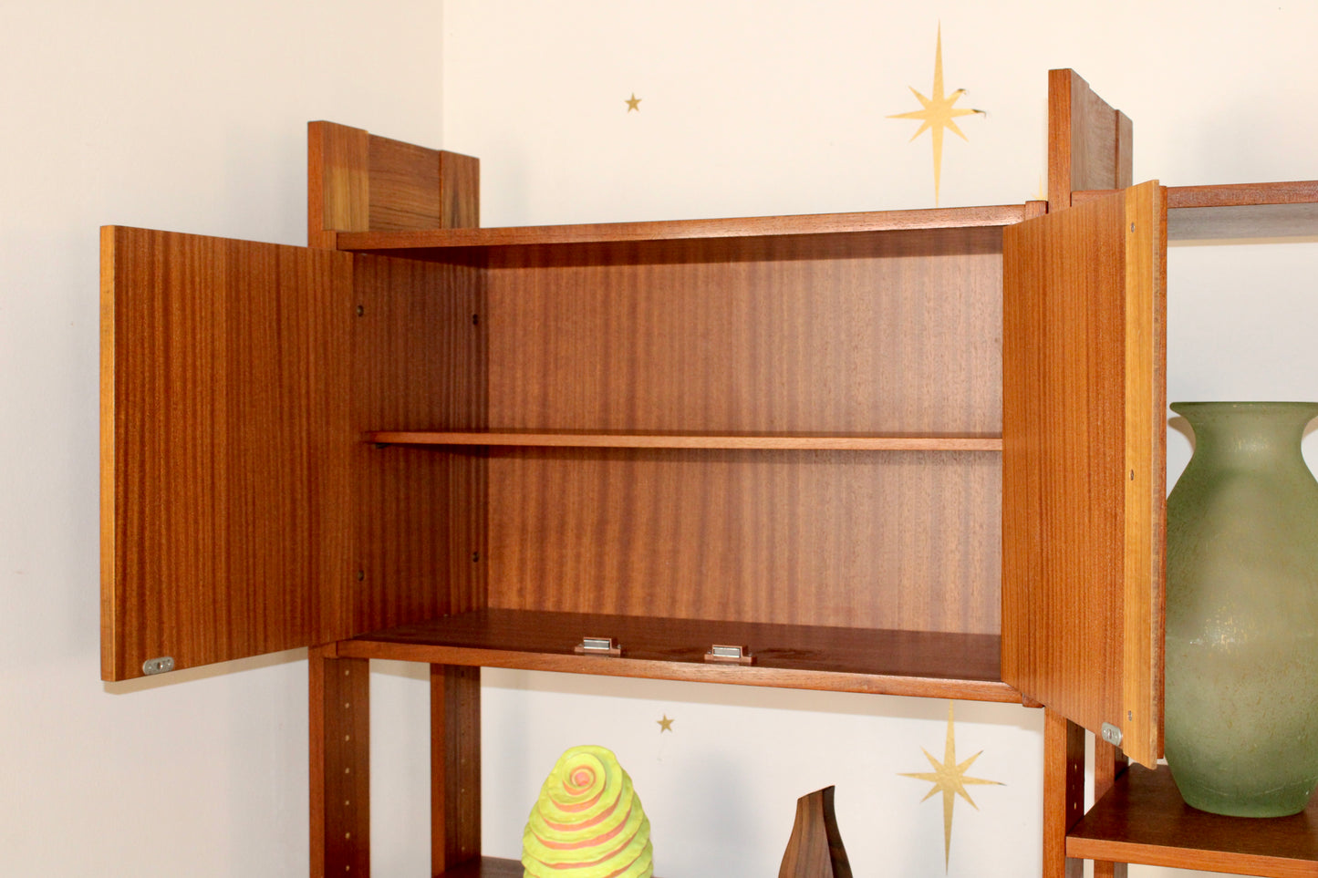 Mid-Century Modern Freestanding 3-Bay Wall Unit/Room Divider