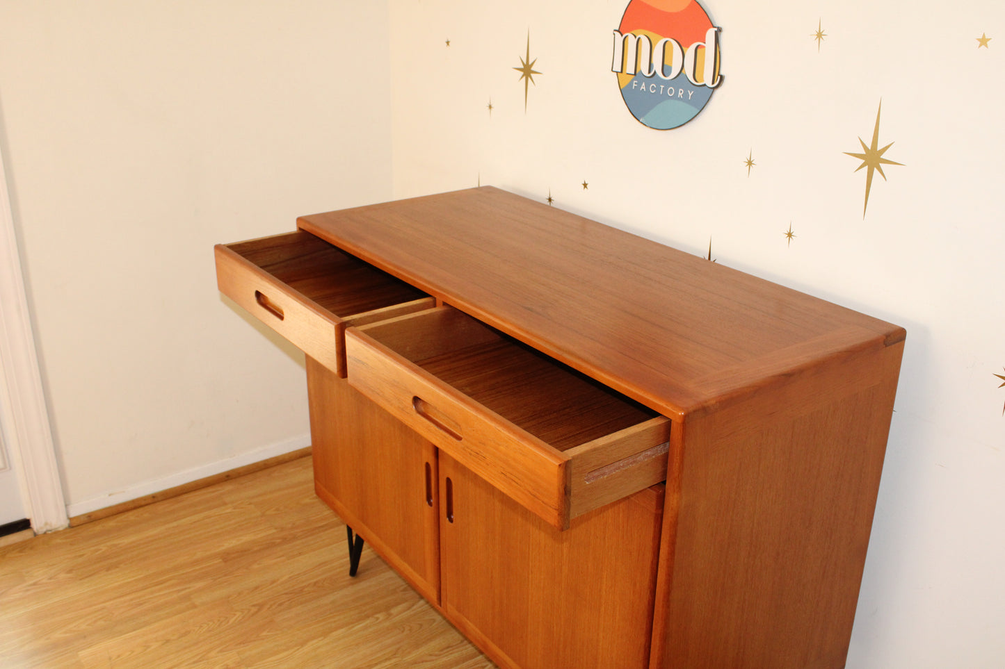 Scandinavian Teak Compact Sideboard