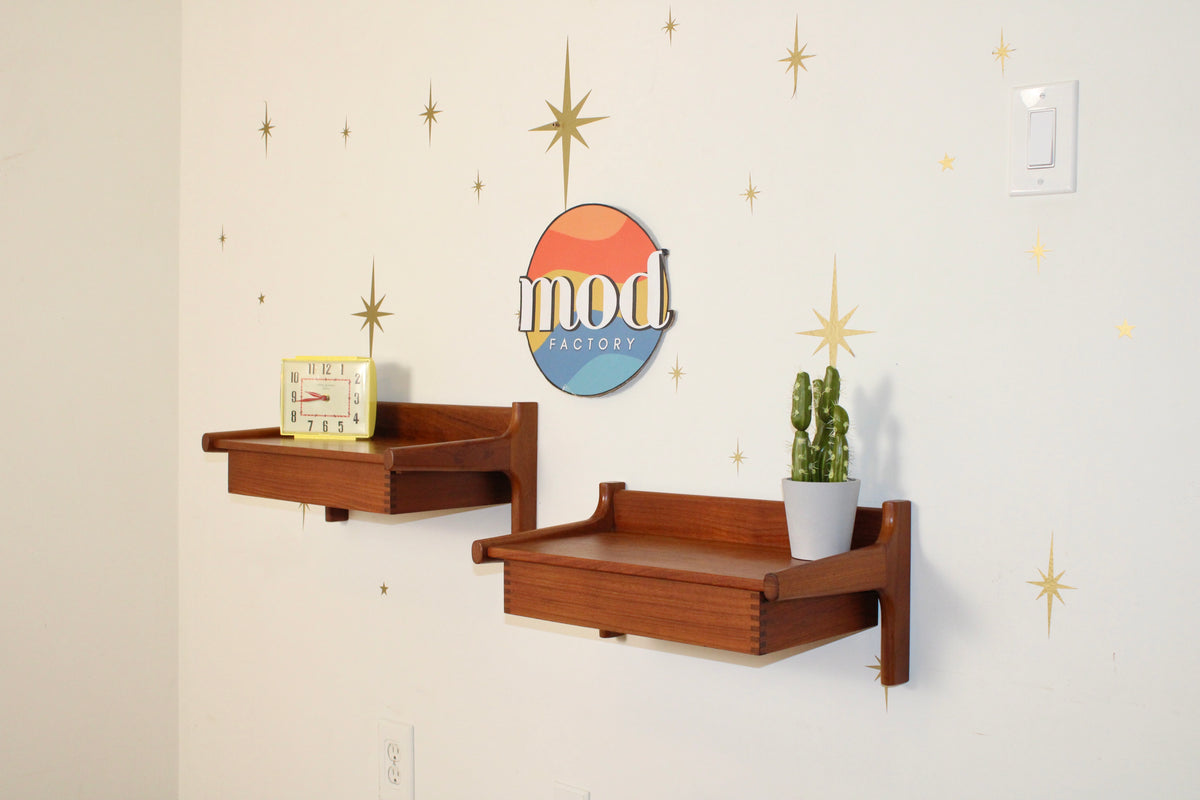 Kai Kristiansen - Pair of Danish Teak Floating Nightstands/Shelves