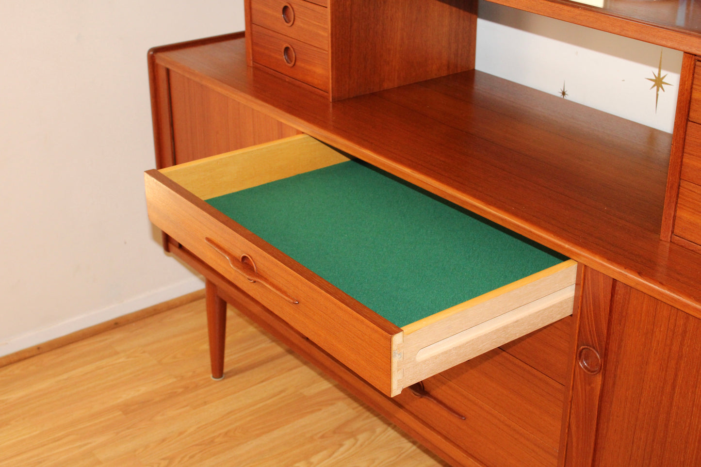 Danish Modern Teak 2-Piece Sideboard w/ Display Cabinet